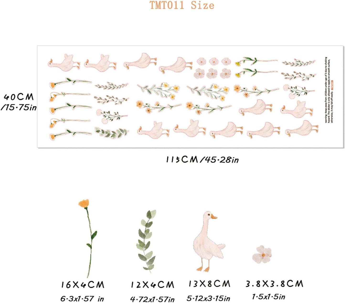 Geese Flora Set of Wall Stickers