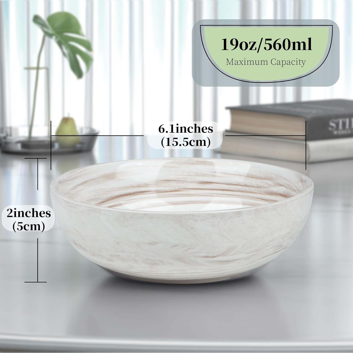 Marble-patterned Ceramic Bowl / 6.1 Inch