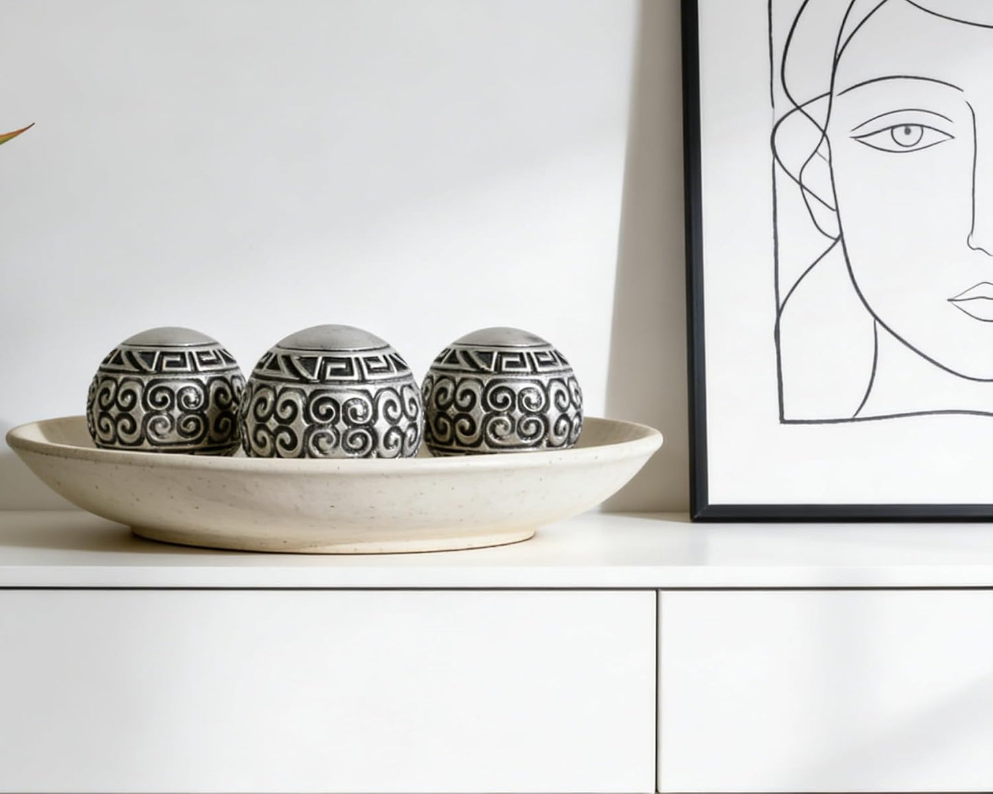 Decorative Ball for Centerpiece Bowls / Metallic Silver / 3 Inch / Set of 3