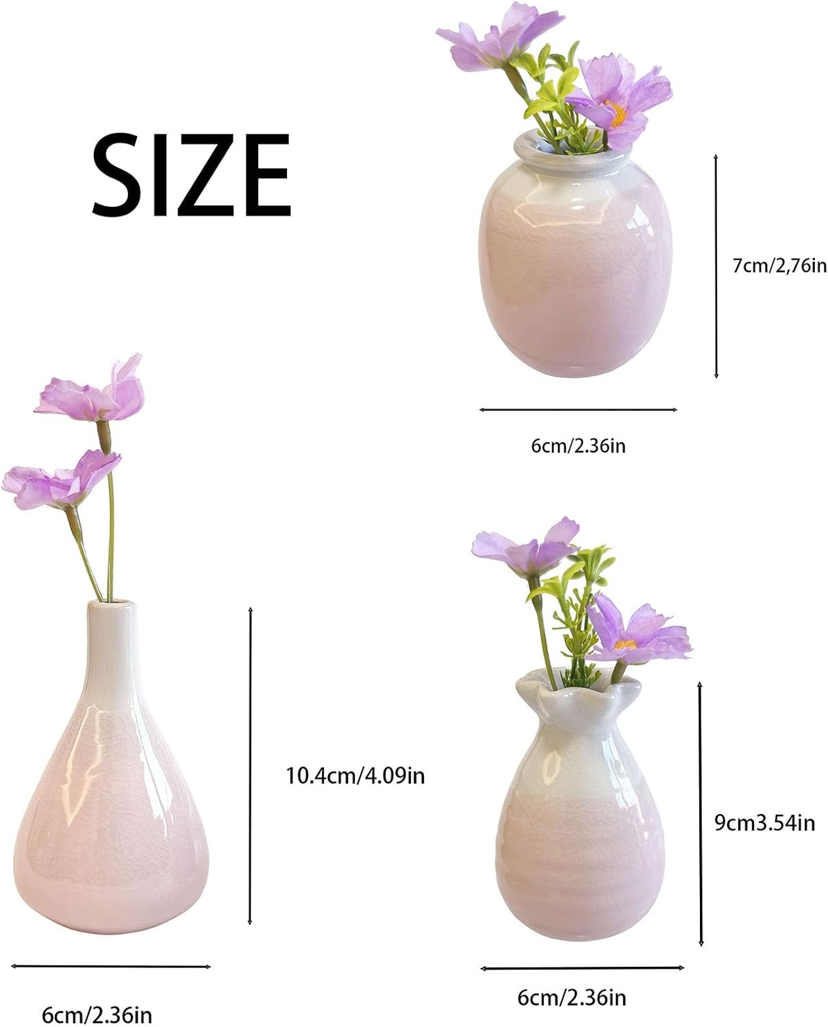 Daittin 3-Piece Ceramic Vase Set / Pink