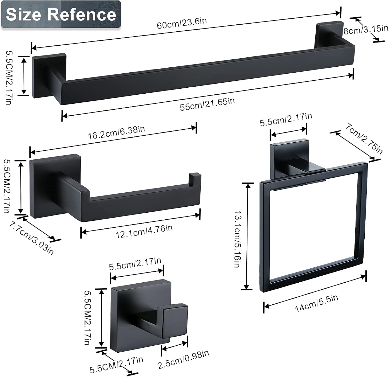Matte Black Bathroom Accessories Bath Accessories Set Towel Racks for Bathroom Towel Holder Black Bathroom Hardware Set