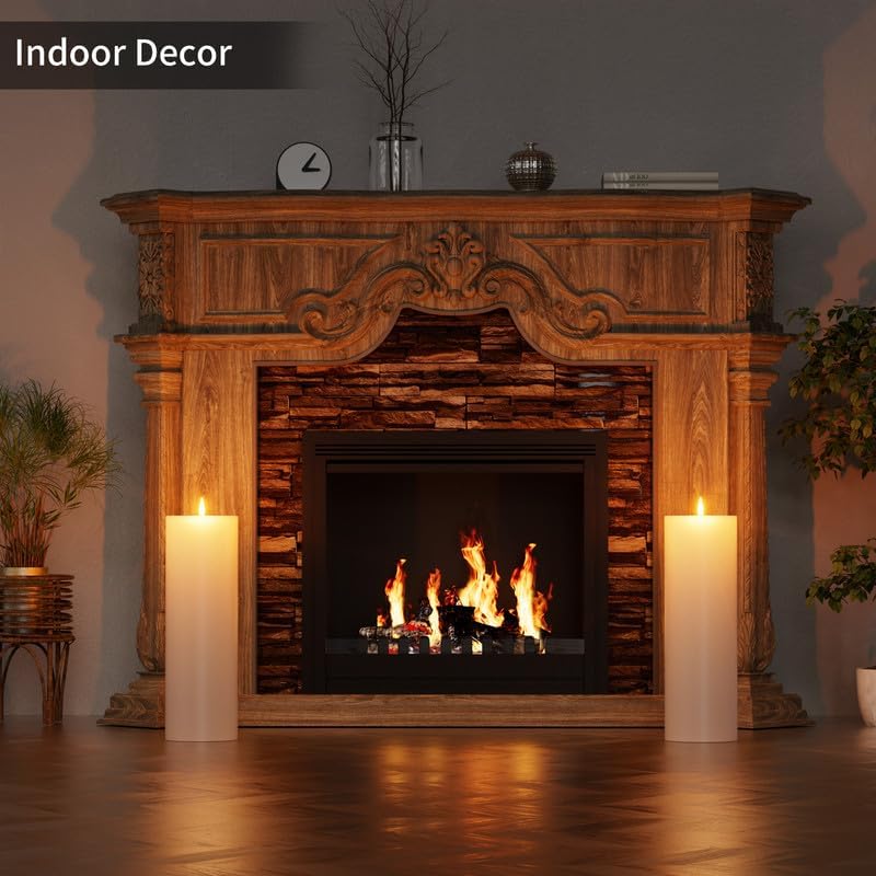 12" x 4" Large Outdoor Candle with Remote Timer Waterproof White 1 Pack | Battery Operated Flameless Pillar Candle