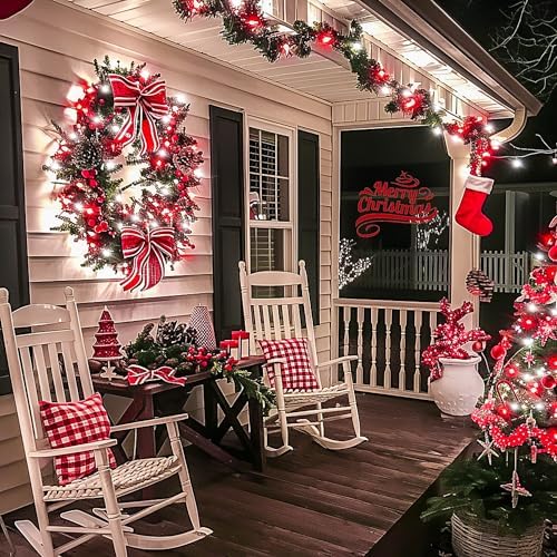 JMEXSUSS 200 LED Red and White String Lights Indoor Outdoor
