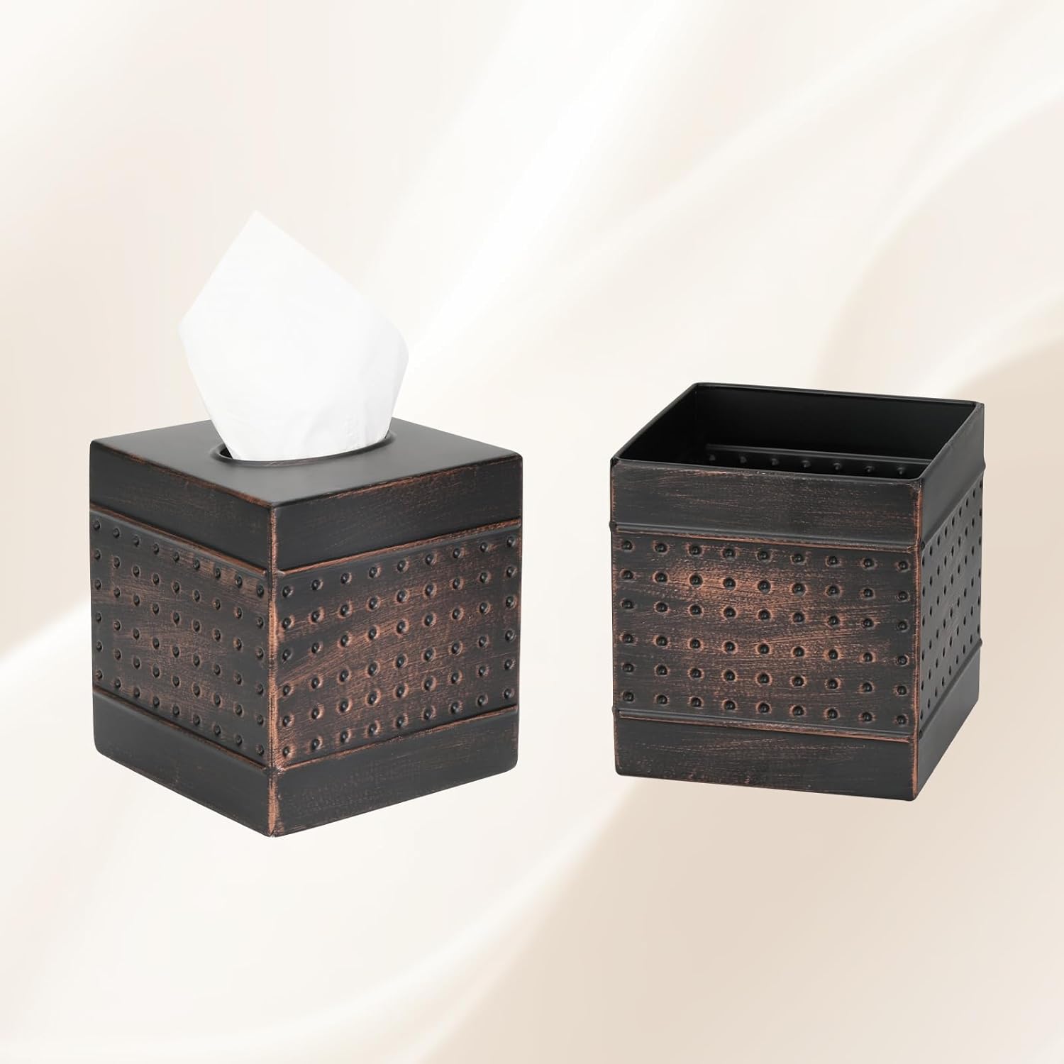 Square Metal Tissue Holder / Antique Bronze