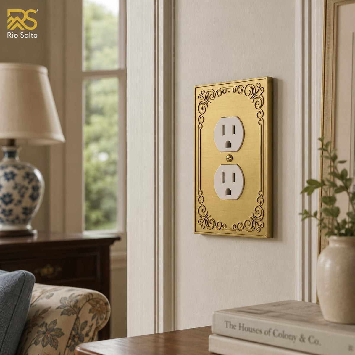 Rio Salto Gold Decorative Outlet Covers Light Switch Cover Plate Duplex Receptacle Wall Plate Metal Wall Plates 1 Gang