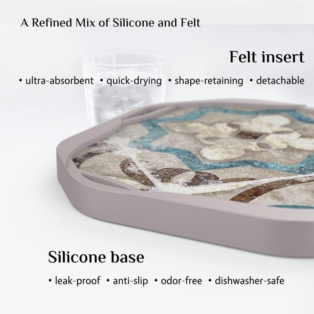 Rustic Retro Silicone Cup Coaster / 21. Mandala / Set of 4