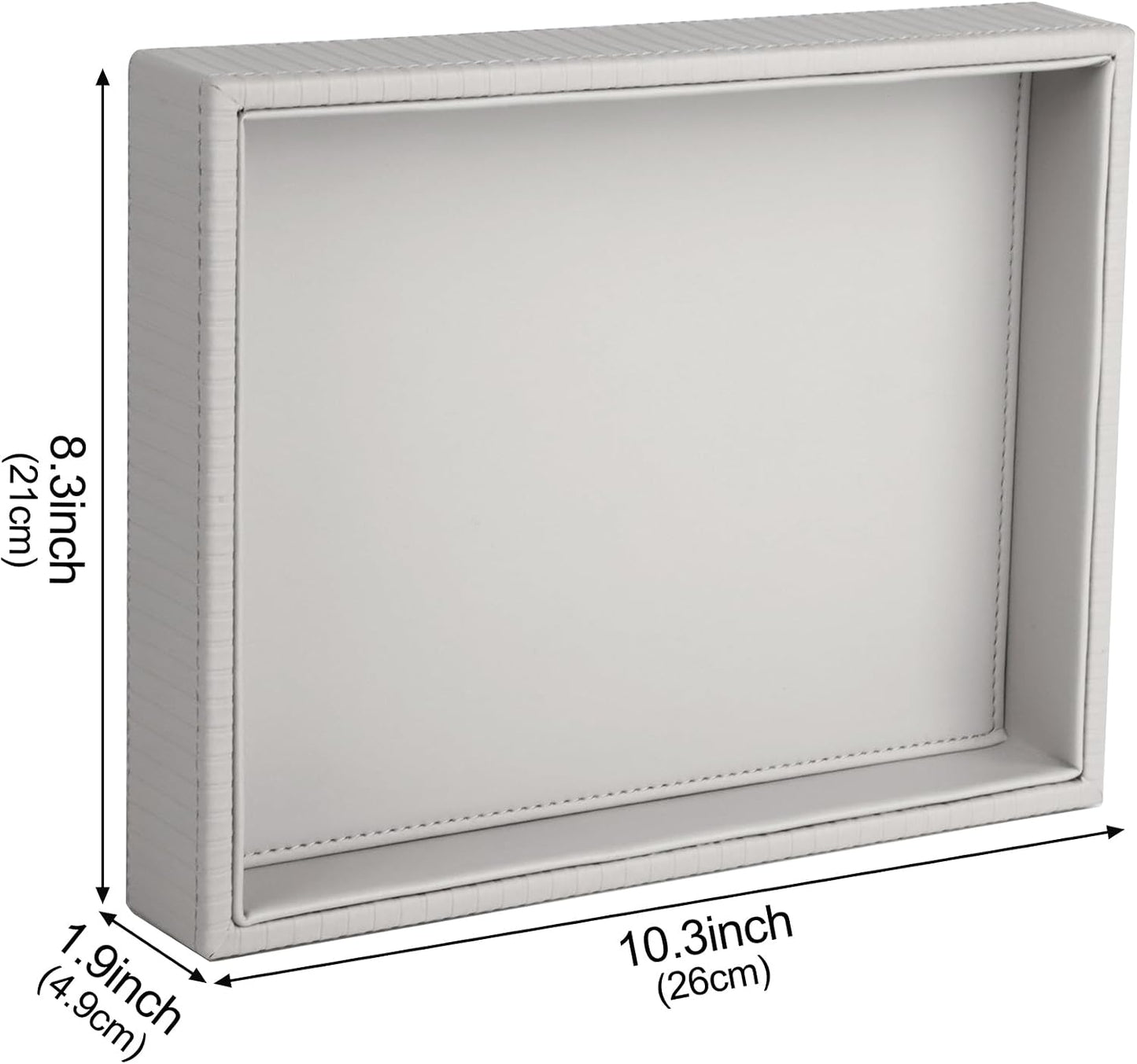 Faux Leather Vanity Tray / Grey Stripe / 10.2 x 8.4 x 1.8