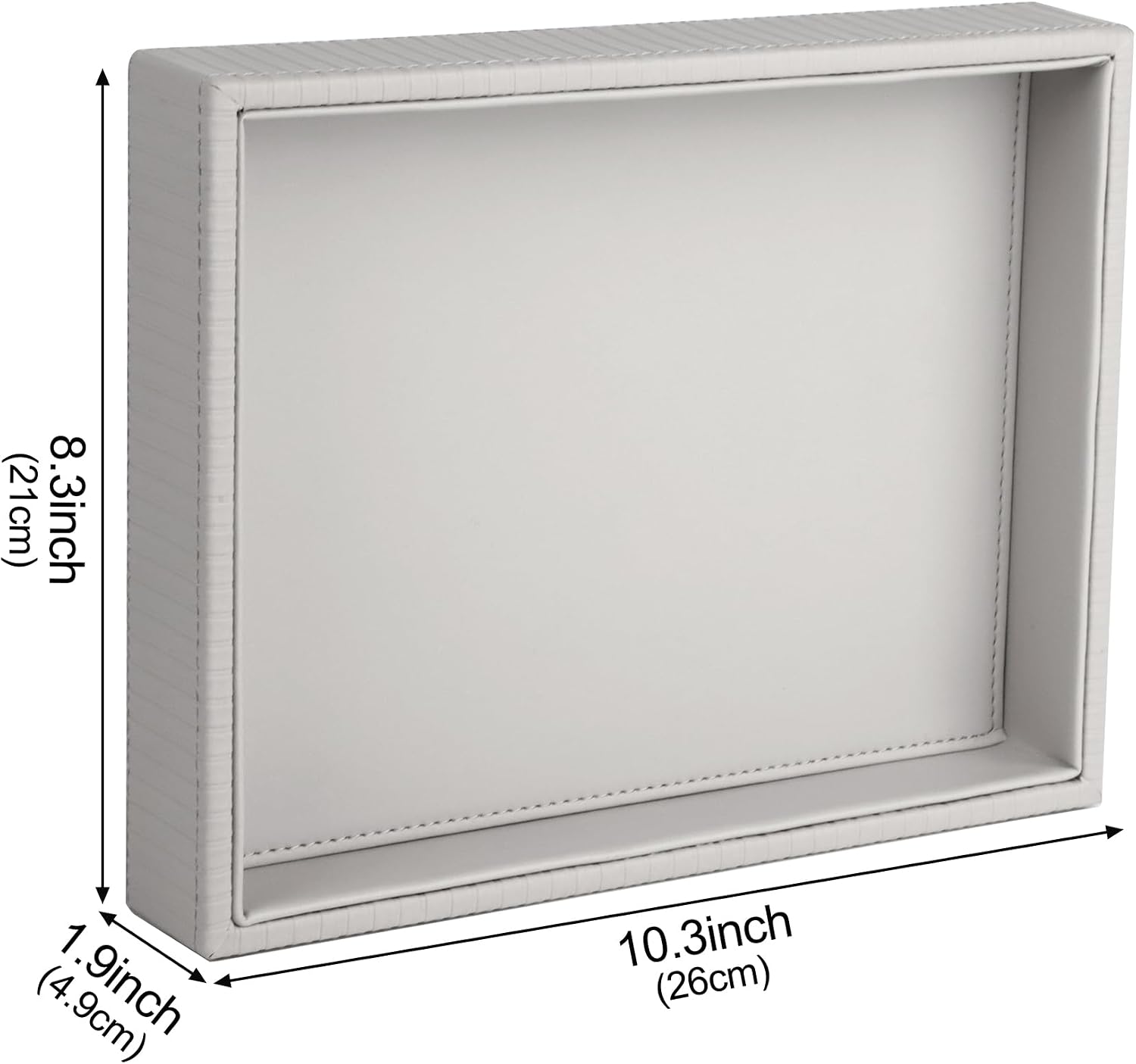 Faux Leather Vanity Tray / Grey Stripe / 10.2 x 8.4 x 1.8