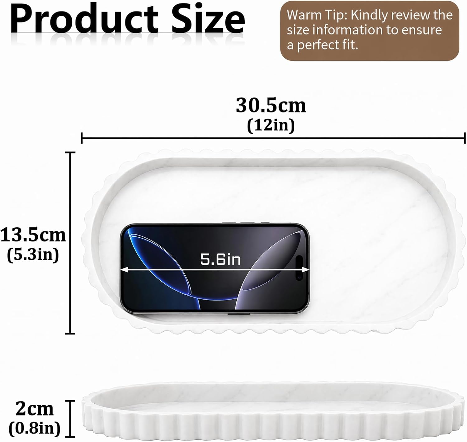 Silicone Bathroom Tray / Marble Gray / 12 x 5.3 x 0.8