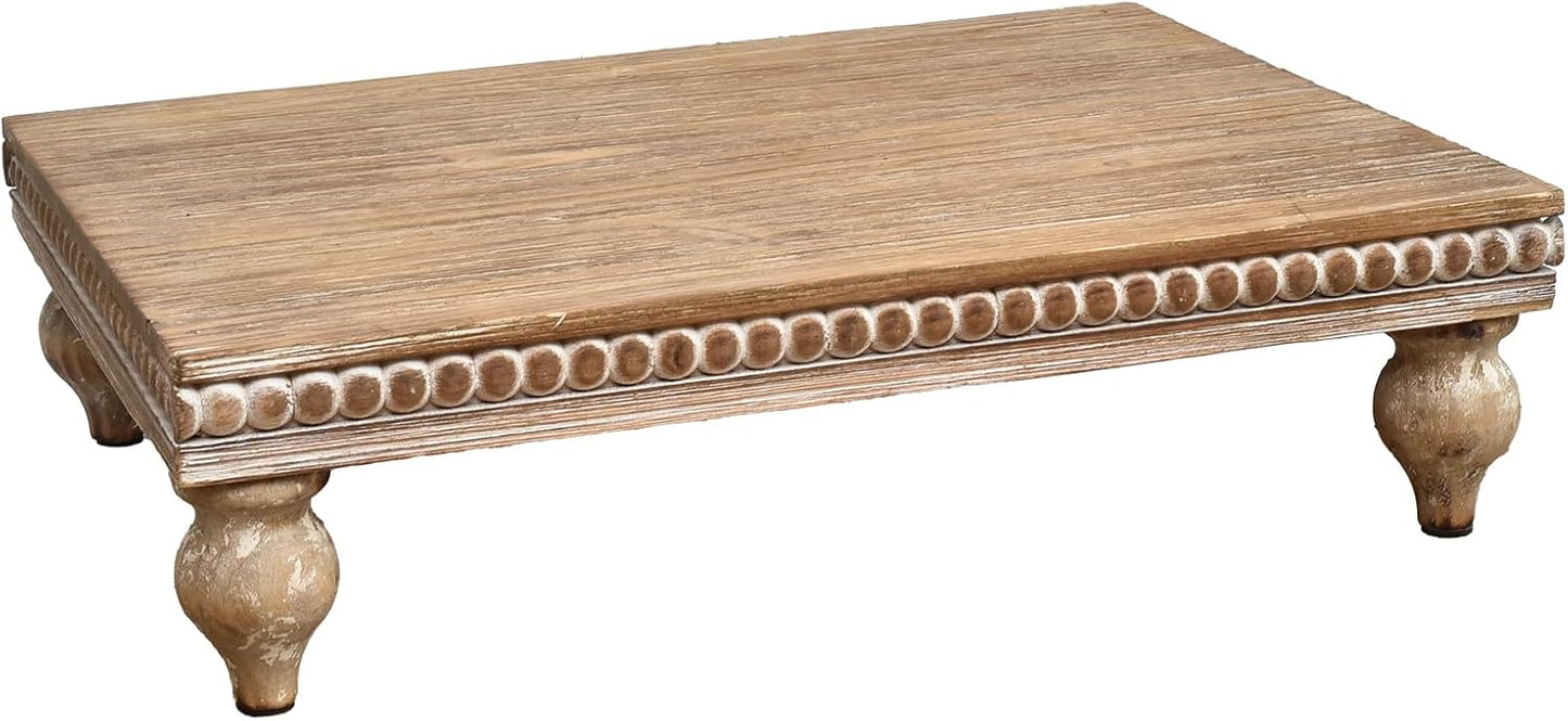 SwallowLiving Farmhouse Wood Riser for Display Decorative, Rustic Shabby Chic Tray for Kitchen Counter, Coffee Bar
