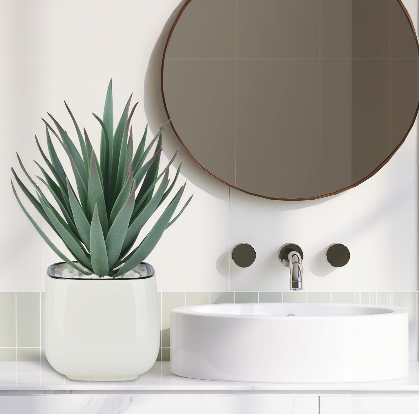 Small Fake Plants Mini Succulent Agave Faux Plants Indoor for Boho Bathroom Decor