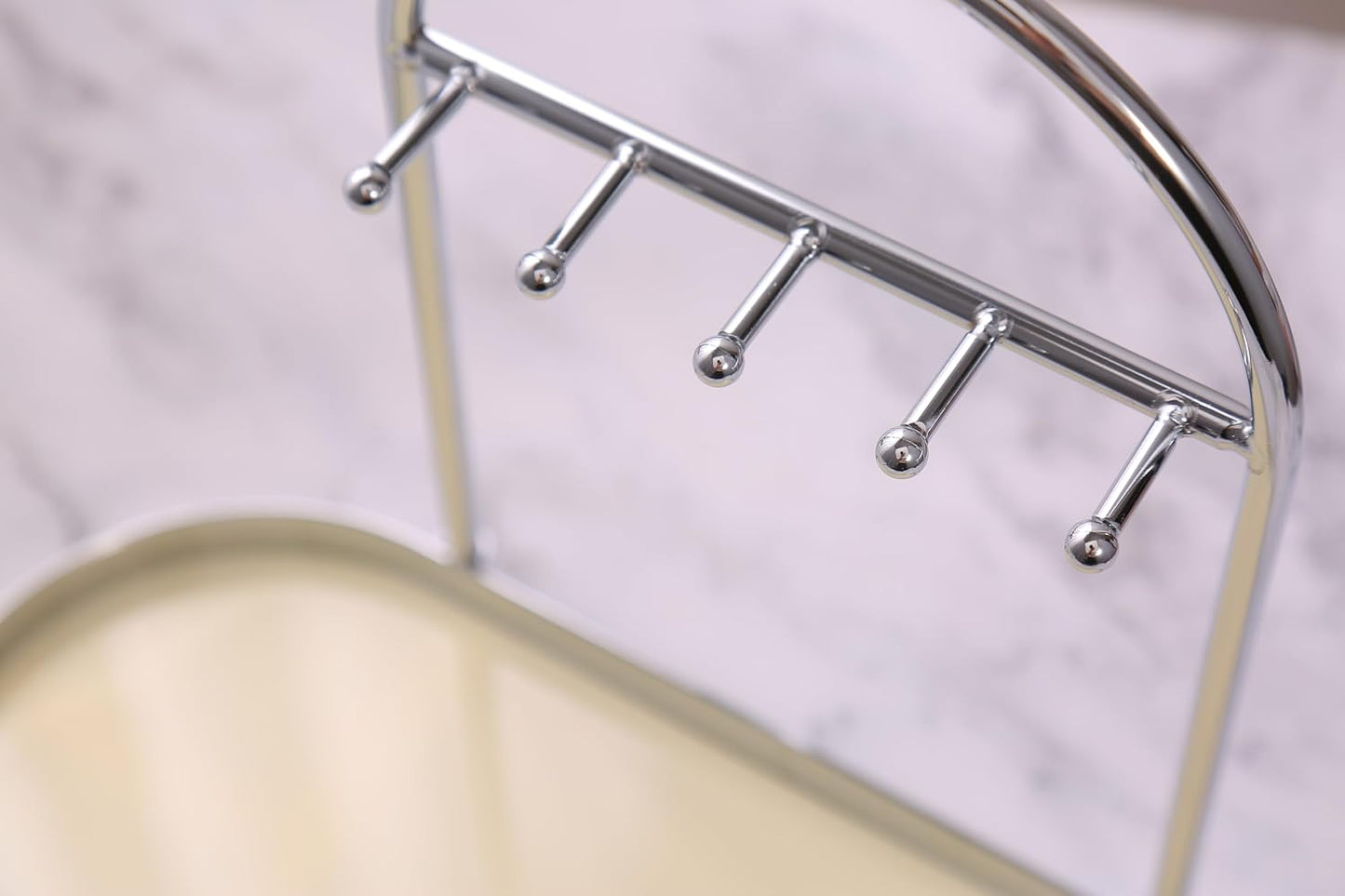 Metal Jewelry Organizer Stand & Key Holder Tray / Silver Creamy
