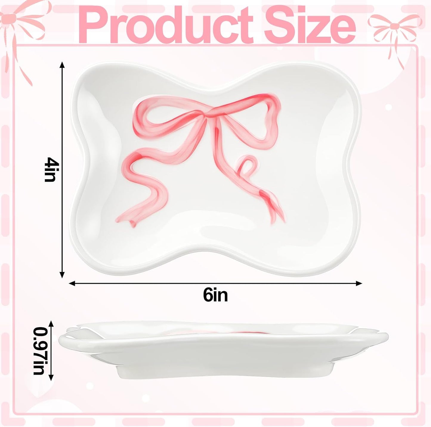 Bow Girls Soap Dish Bathroom Decor Coquette Ceramic Cleaner Dish Bow Soap Holder Aesthetic / Pink