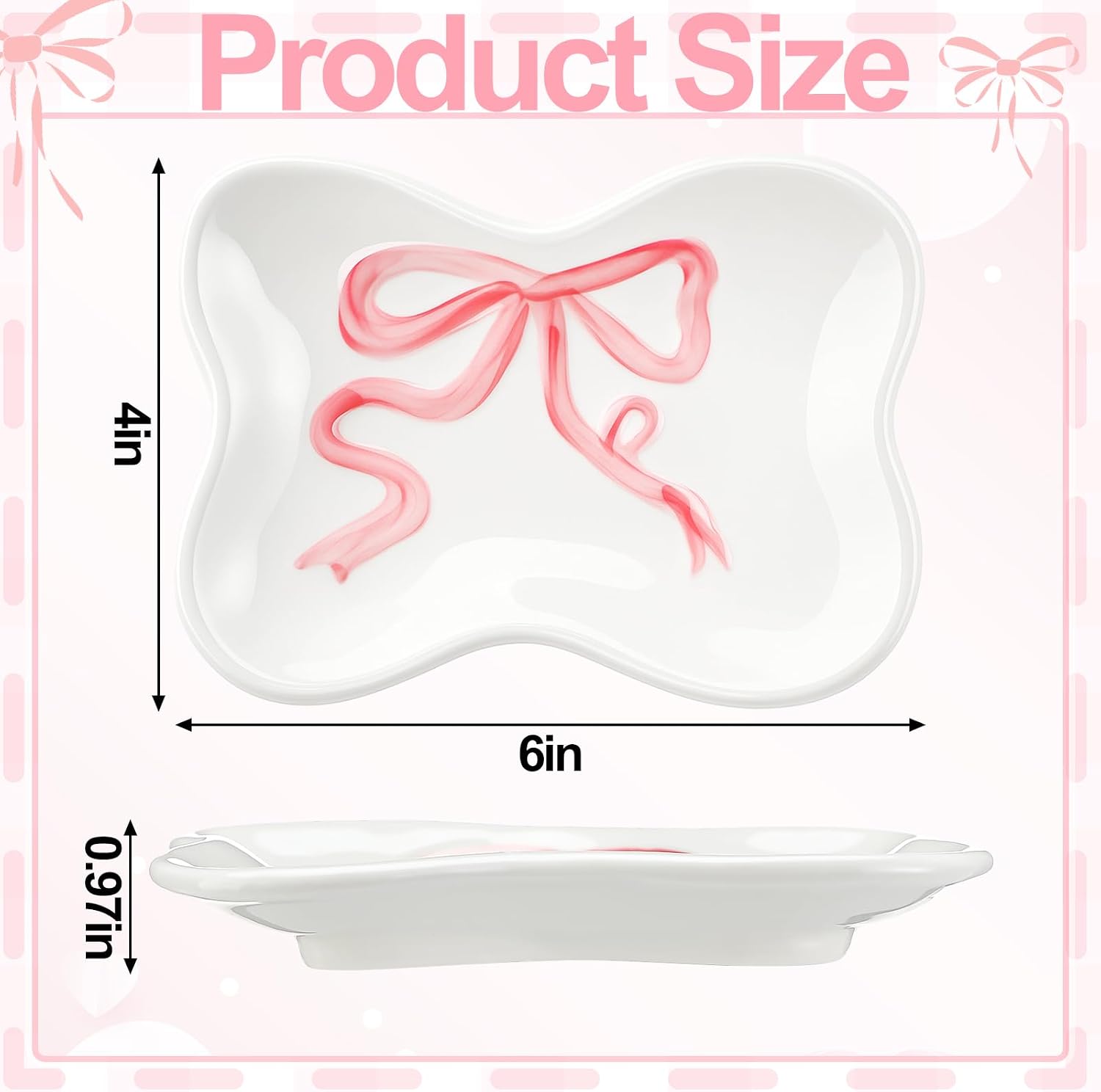 Bow Girls Soap Dish Bathroom Decor Coquette Ceramic Cleaner Dish Bow Soap Holder Aesthetic / Pink