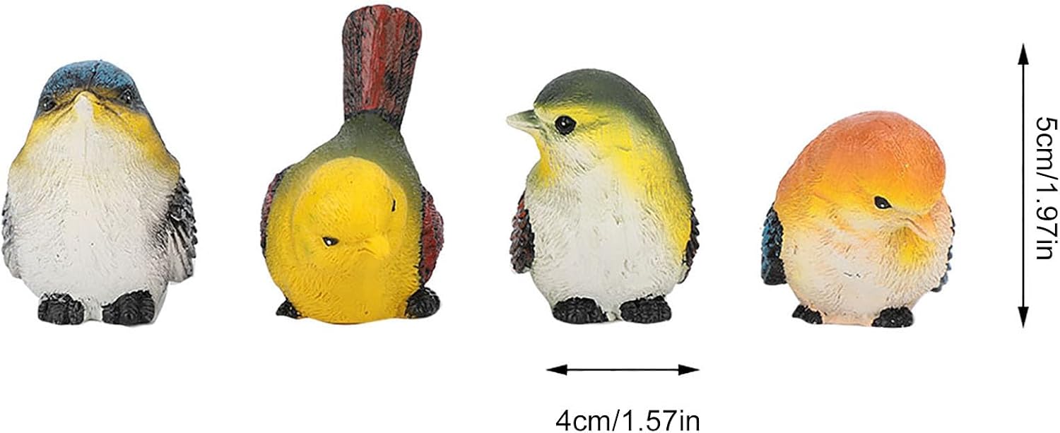 Bird Figurine / Resin Birds Statue Decorative Animal Garden Ornament / Set of 4