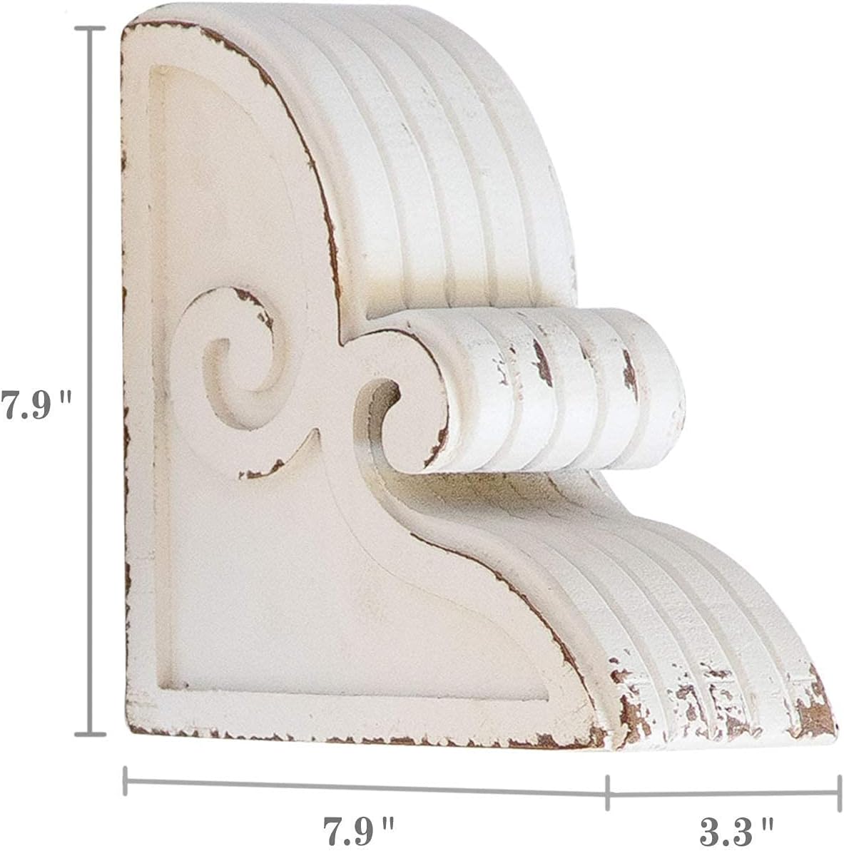 Shabby Chic Vintage Farmhouse Wood Bookends / White