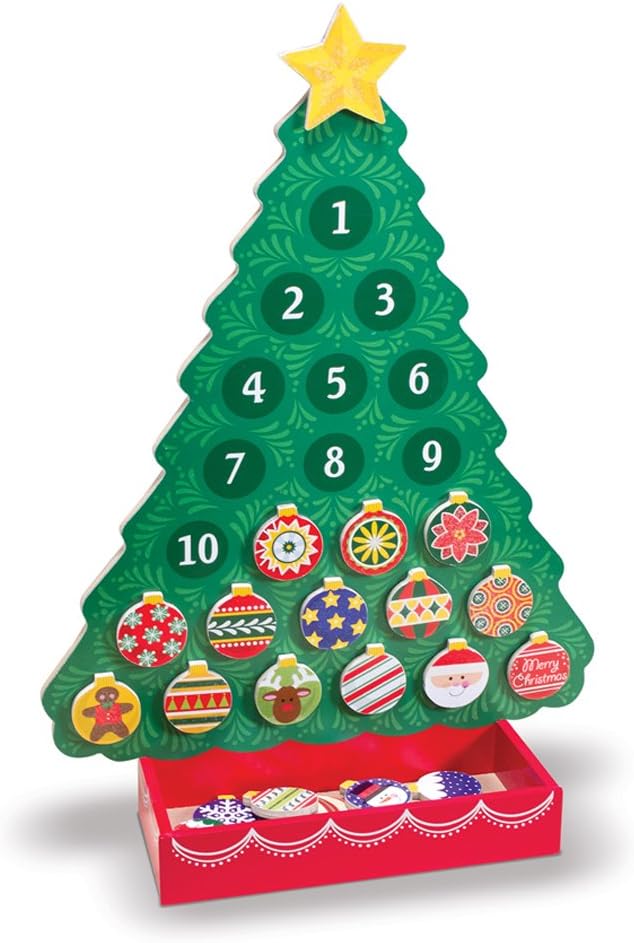 Melissa & Doug Countdown to Christmas Wooden Advent Calendar - Magnetic Tree, 25 Magnets