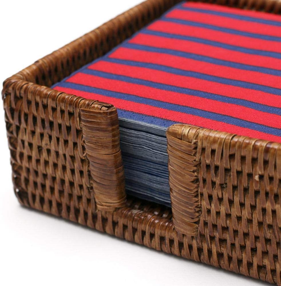Rattan Napkin Holder in Dark Brown / Cocktail / Natural