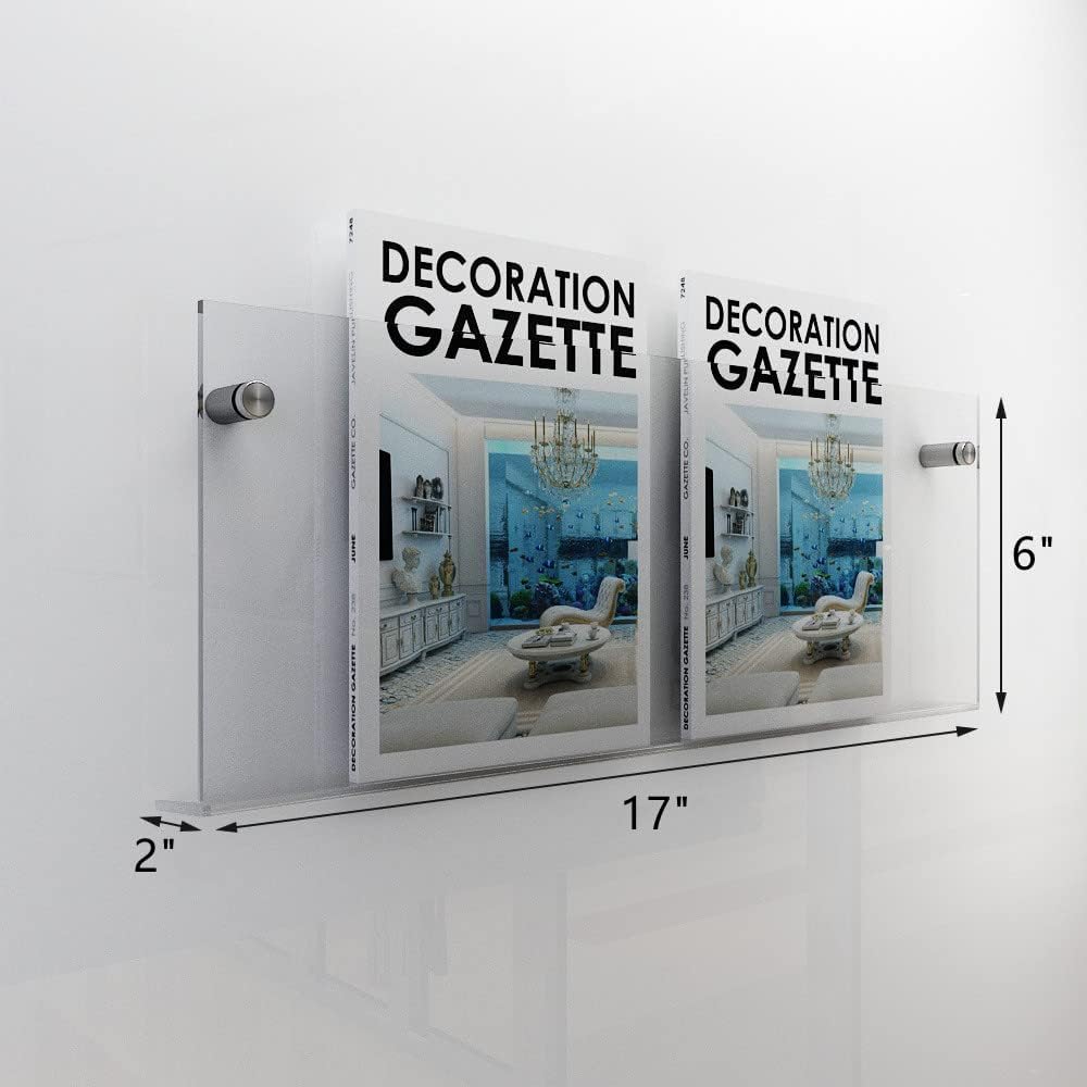 ROYALITA 4-Pack Acrylic Magazine Holder Display Records Holder, 17 Inch | Brochure Holder Floating Bookshelves Wall
