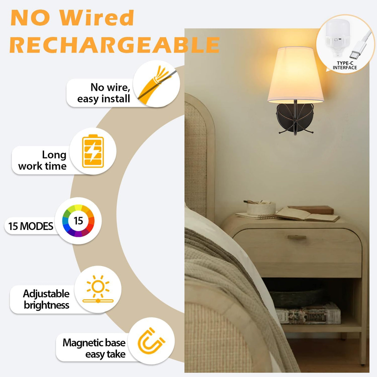 PASSICA DECOR Bow Lamp Battery Operated Wall Sconces Set of 2, Rechargeable Dimmable LED Lights with 15 Colors, Timer