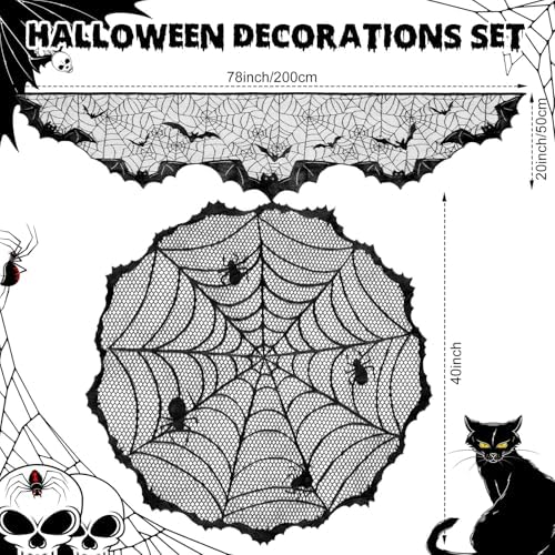 JOVITEC Halloween Lace Tablecloth Set, Spider