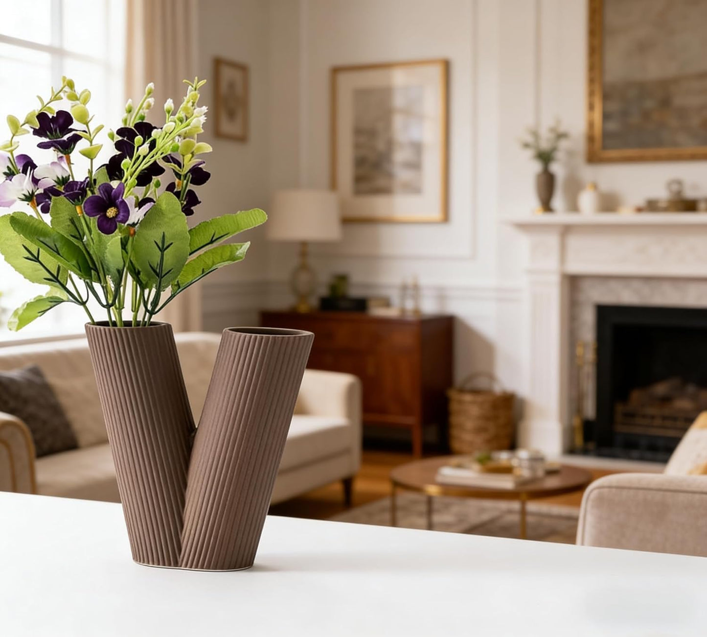 Love Vases Ceramic Flower Vases Trendy vases for Flower Decor Entryway Decorative / Brown / Set of 4