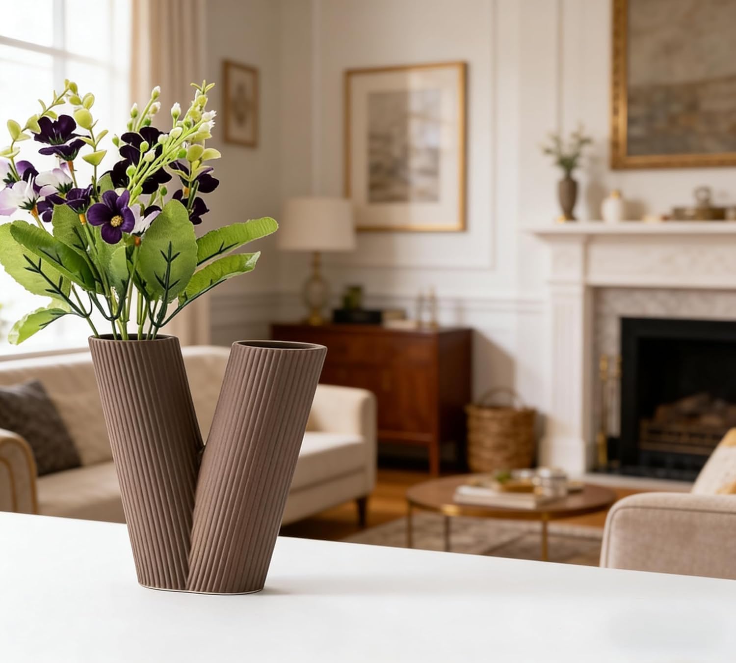 Love Vases Ceramic Flower Vases Trendy vases for Flower Decor Entryway Decorative / Brown / Set of 4