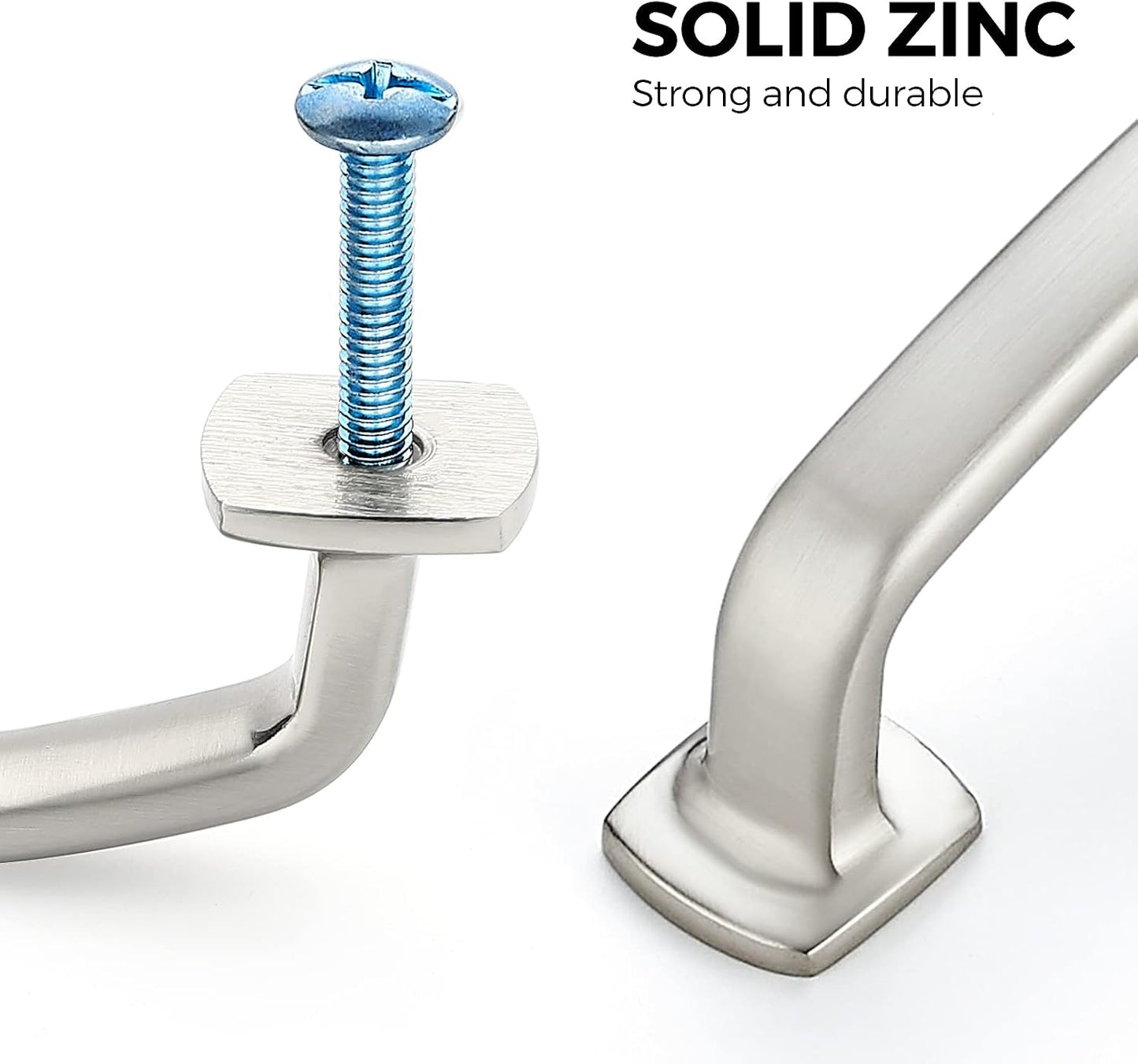 Arch Cabinet Pulls Solid 3-3/ Kitchen / Brushed Nickel / 3-3/4 Inch Hole Center / 4 Inch / Set of 10