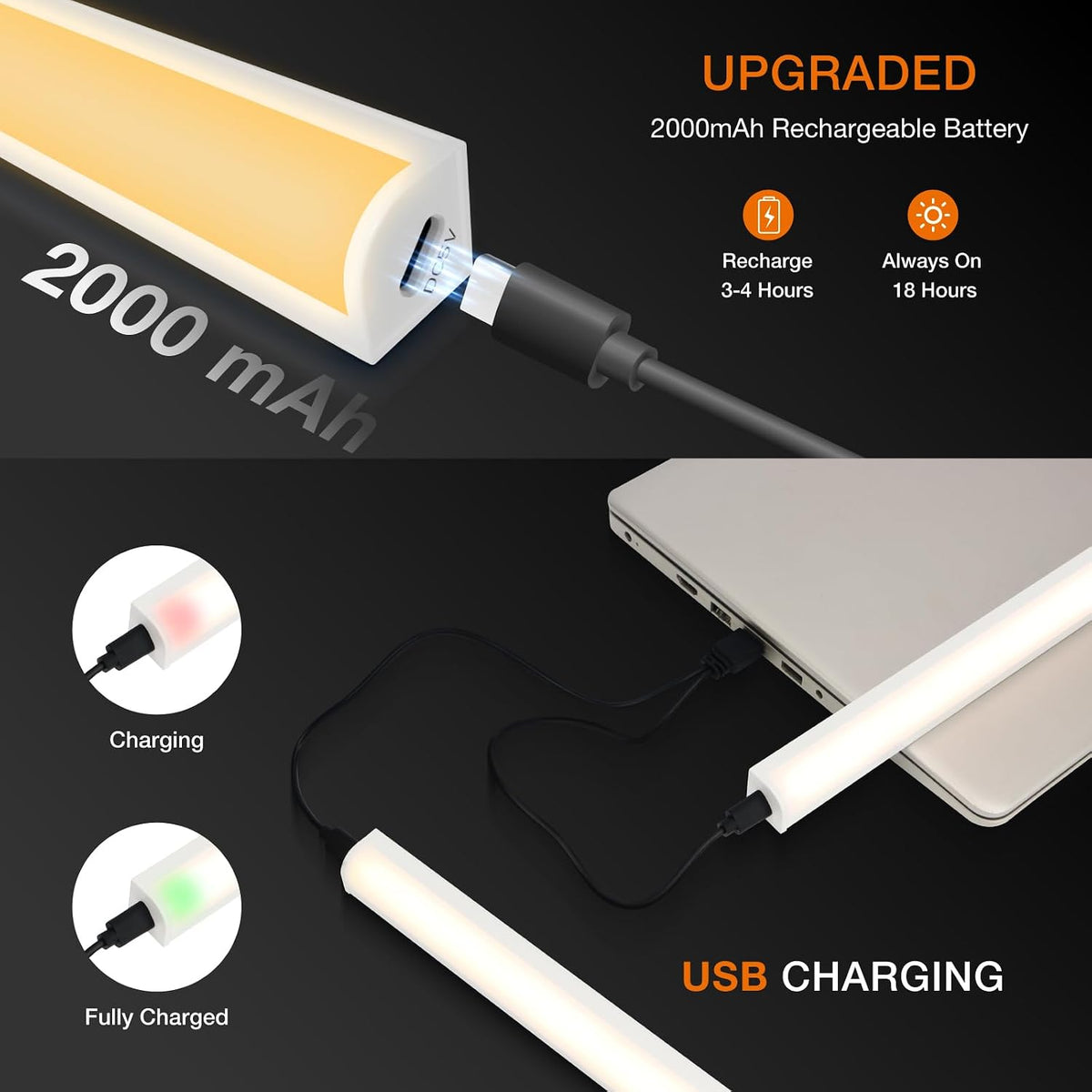 Under Cabinet Lights Remote Control,4 Pack Magnetic Rechargeable Light bar,Under Cabinet Lighting Wireless,Ceiling and