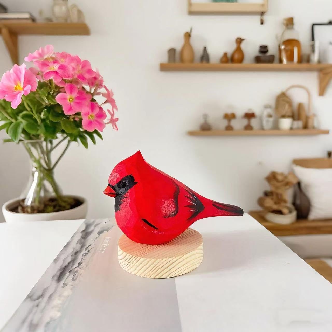 Handmade Wooden Cardinal Figurines / Red