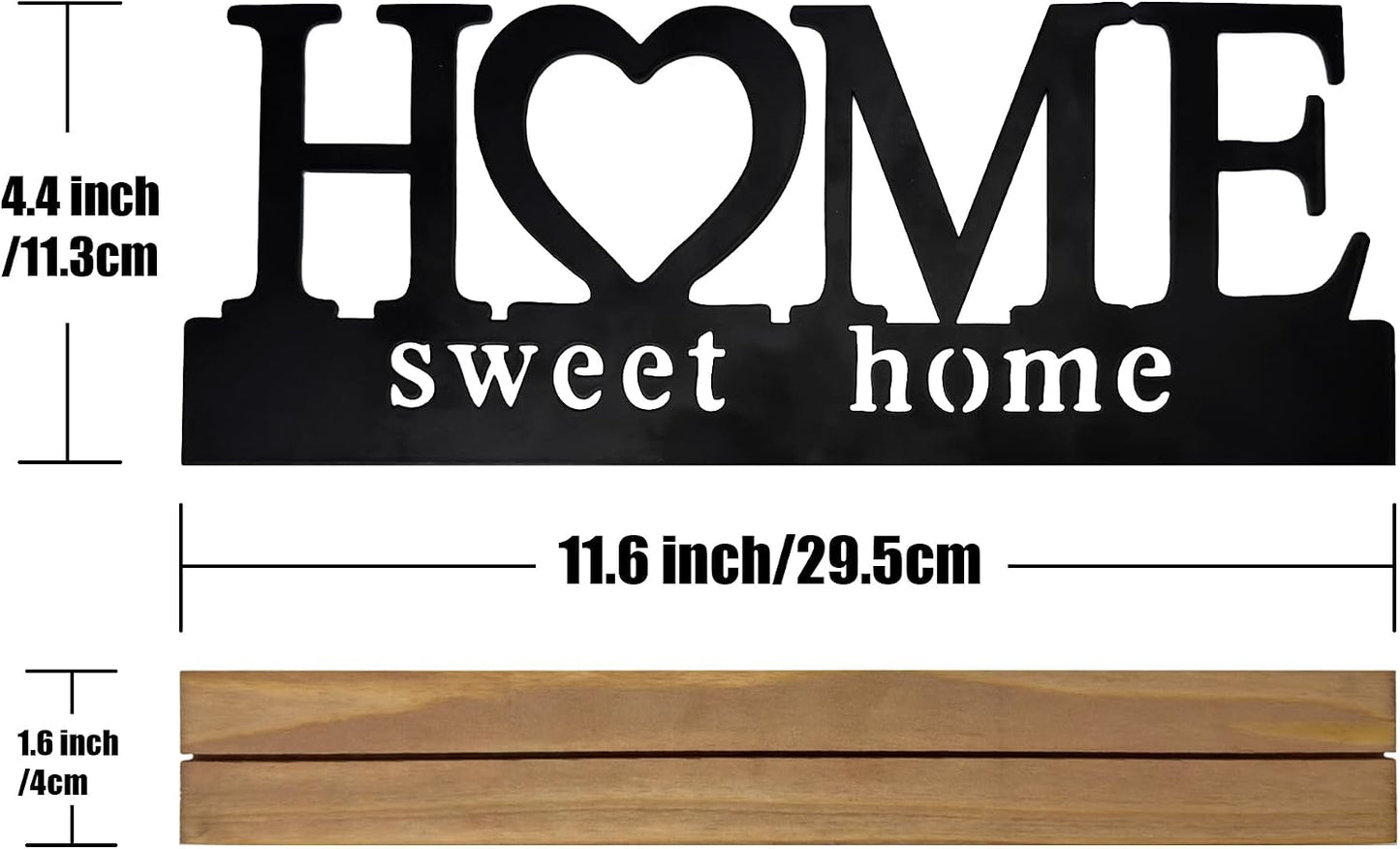 Metal Home Sweet Home Sign for Tabletop Decor / Black-home / 11.6 Inch