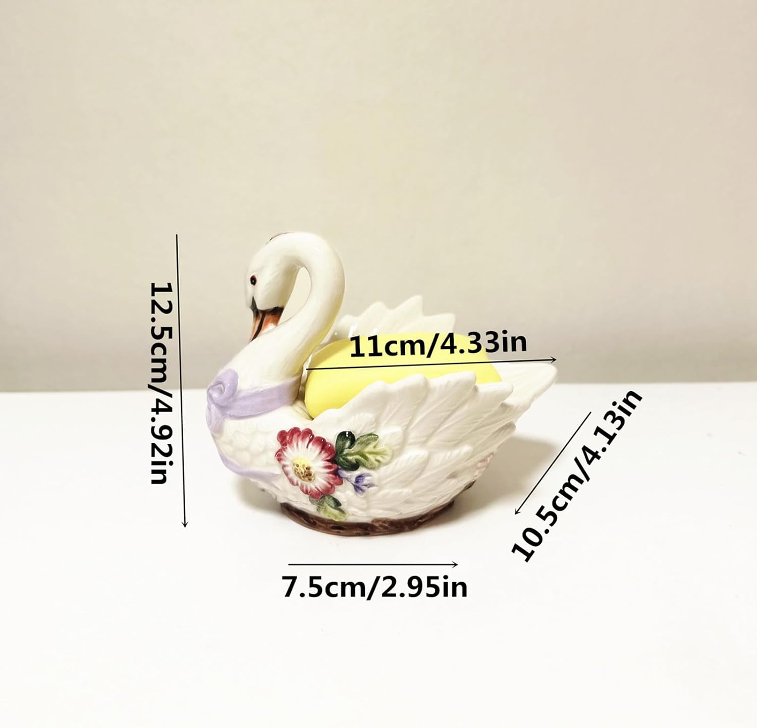 Ceramic Swan and Flowers Soap Dish