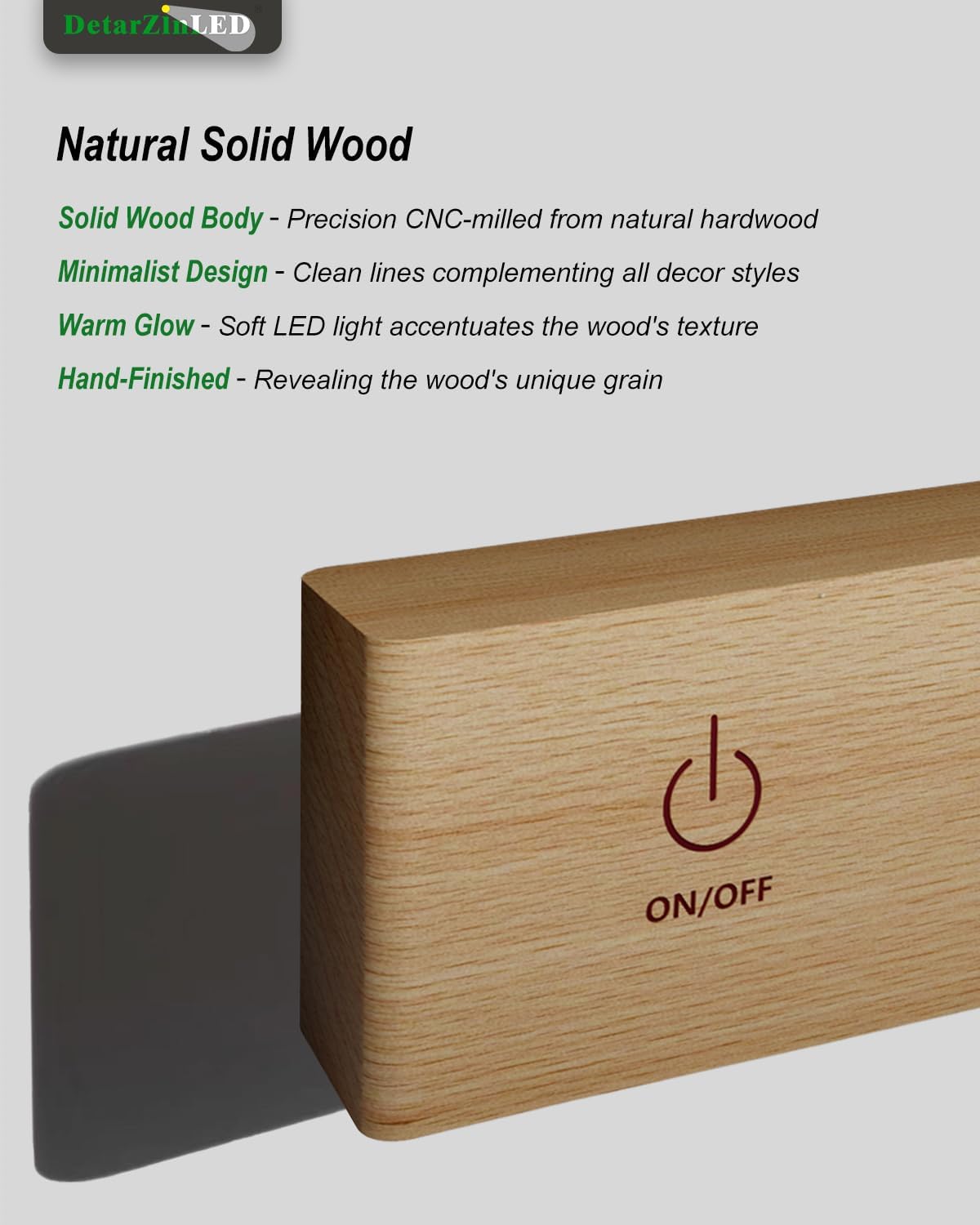 DetarZinLED Wooden Wall Sconce Battery Operated with Remote,Rechargeable Wall Lights for Bedroom with 3 Color