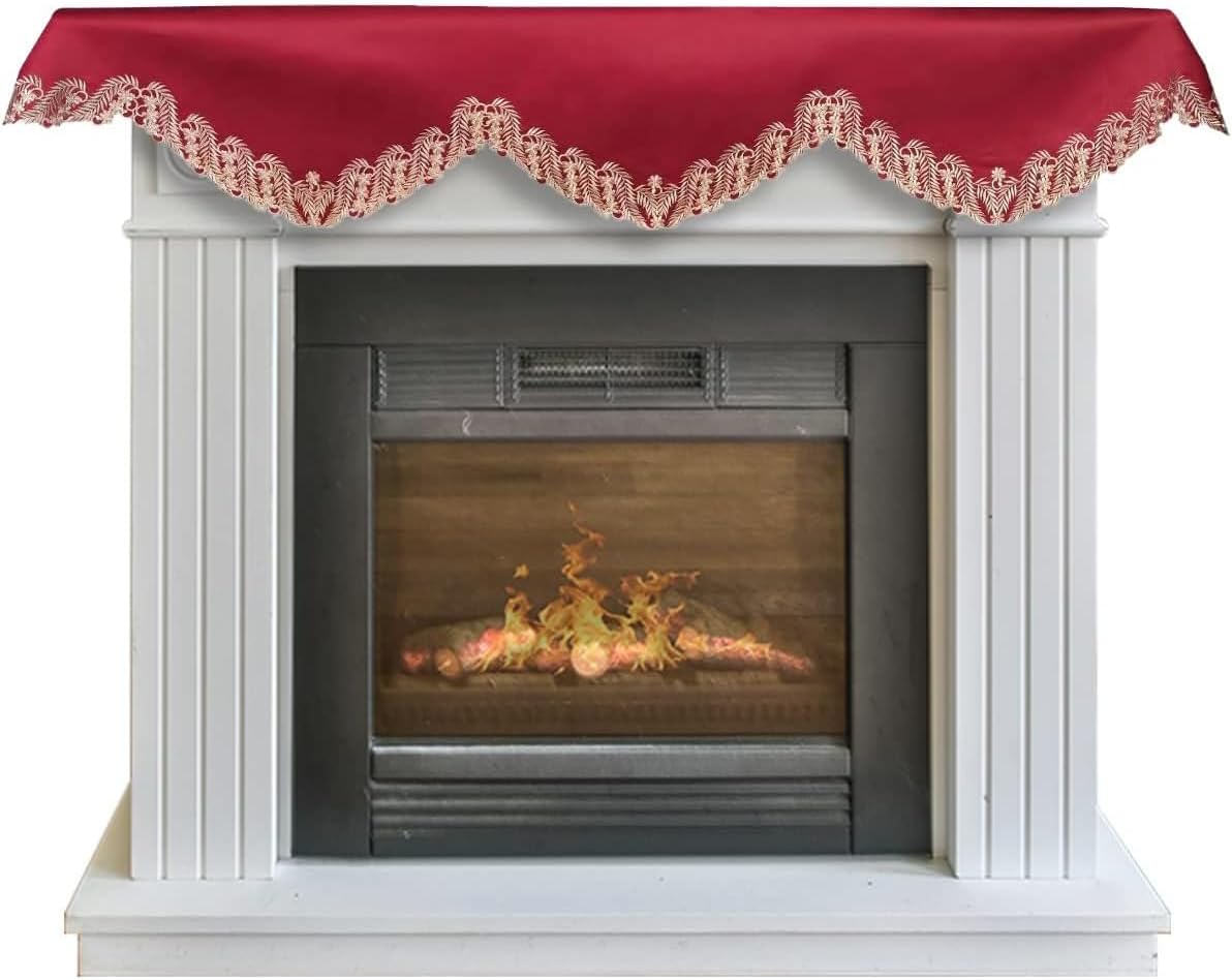 Decozen Mantel Scarf for Fireplace, Mantle Runner Cover Christmas Holiday Fireplace Decor Mantel Decoration Housewarming Gift