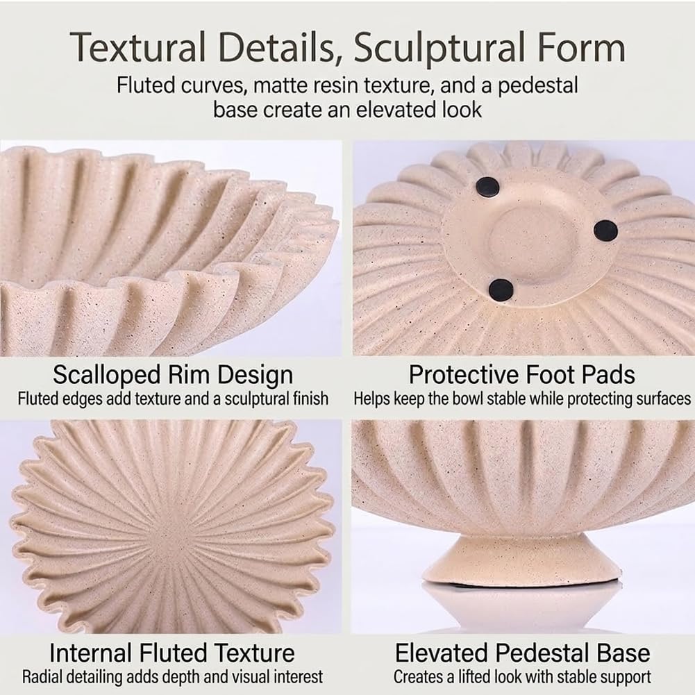 Scalloped Pedestal Bowls / Sandstone