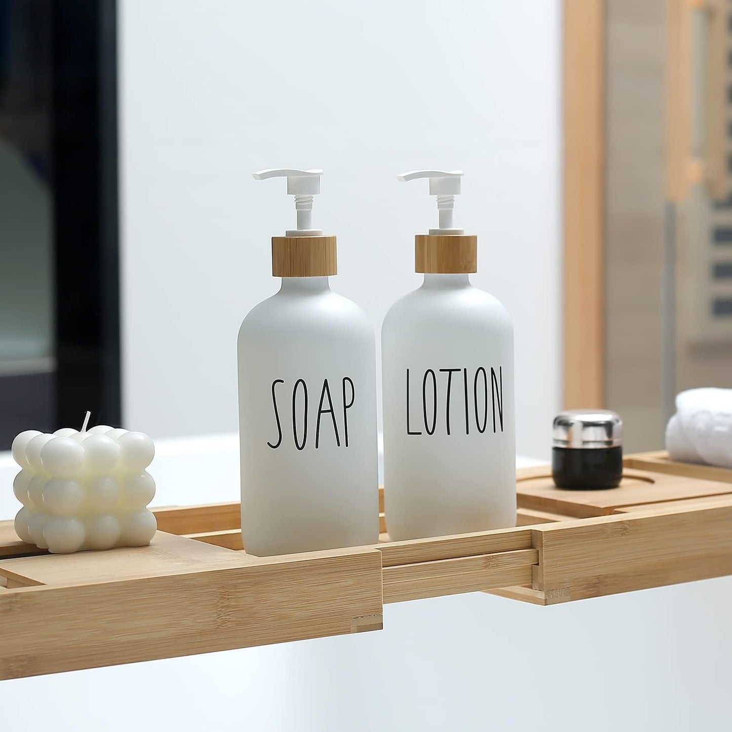 MOMEEMO White Soap Dispenser Bathroom Set | Soap and Lotion Dispenser Set Suitable for Bathroom Accessories Decor