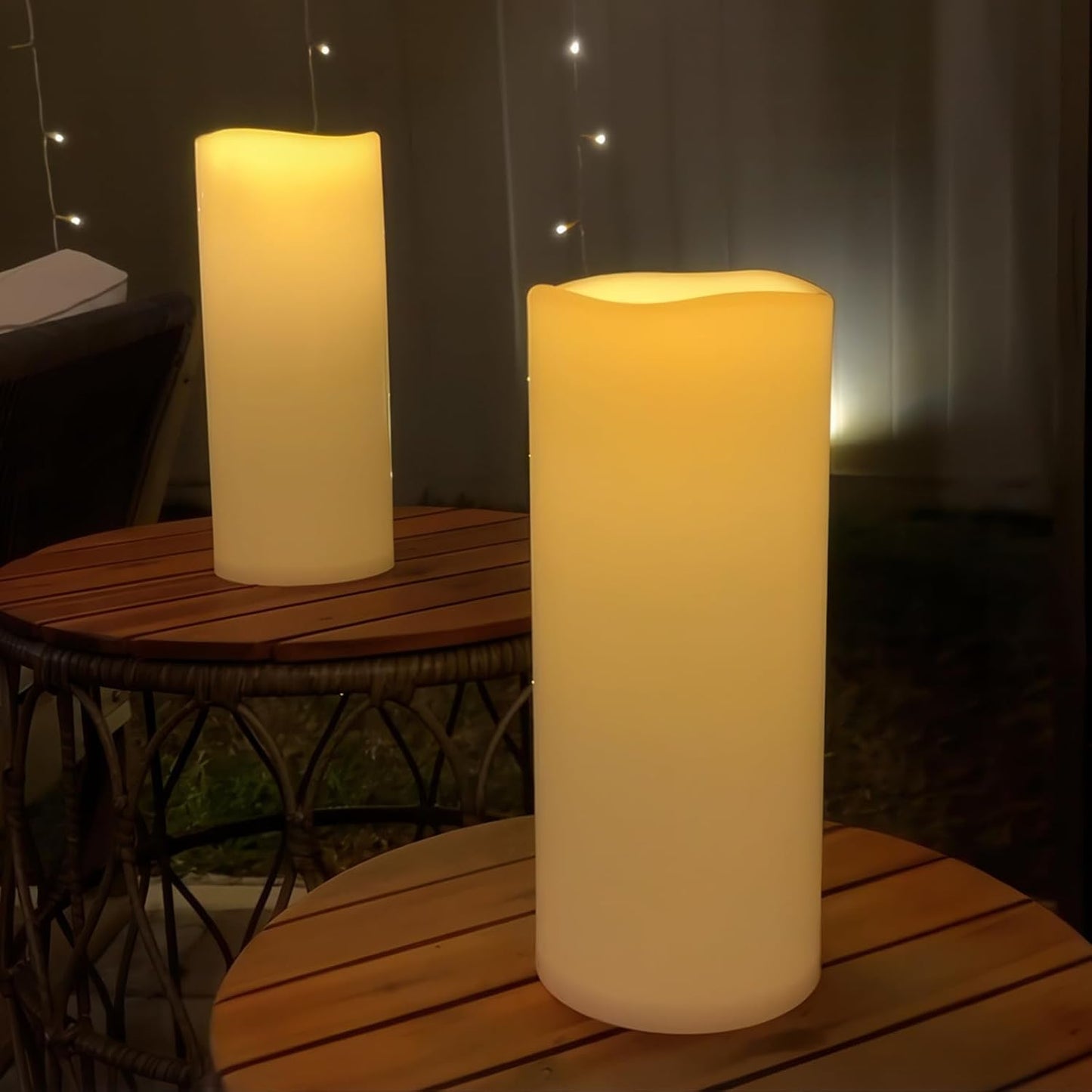 NURADA Large Outdoor Flameless Candles 12" x 5" - Waterproof LED Pillar Flickering Candle Battery Operated with Timer