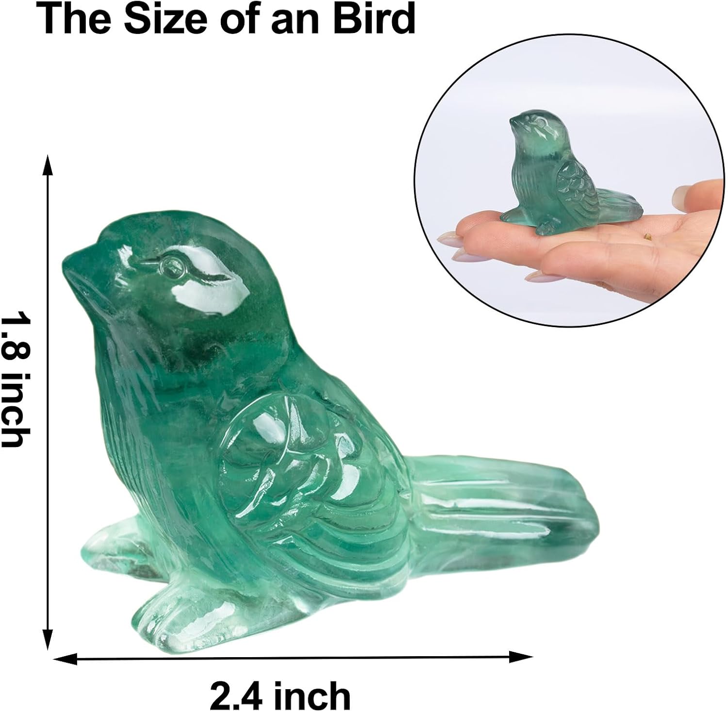 Fluorite Crystal Bird Carving Hand Carved Gemstone Bird Figurine Polished / Fluorite Bird / 2.4 Inch