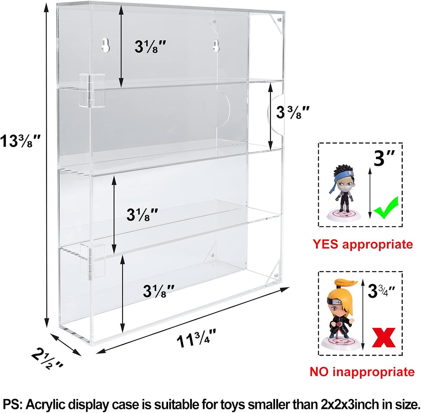 AITEE 4 Tiers Acrylic Display Case with Mirrored Back on Wall or Desktop | 11.77"Lx2.5"Wx13.38"H,4 tiers with mirrored