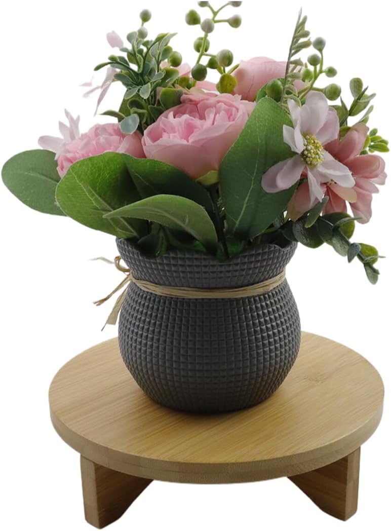 7.6" Solid Wood Small Plant Stand Round Plant Riser Short Plant Stand Indoor / 7.6inch/193mm