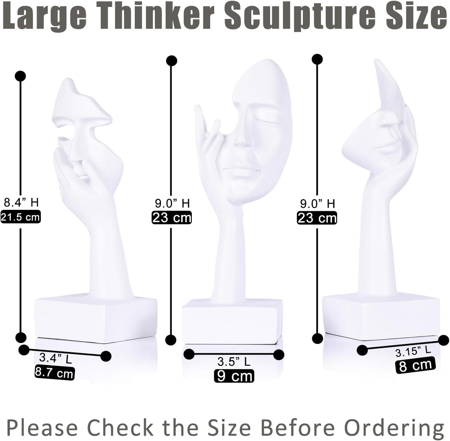 Thinker Large Statue Set / White / Set of 9