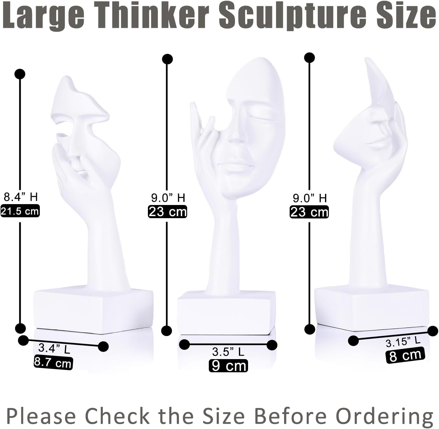 Thinker Large Statue Set / White / Set of 9