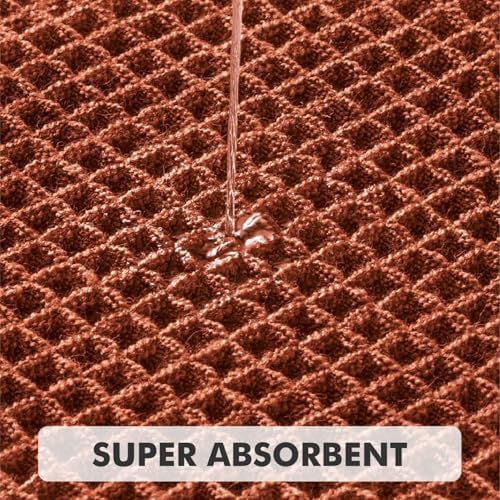 MIULEE Fall Rust Set of 2 Waffle Bathroom Rugs Boho Bath Mat 17x24 Inch