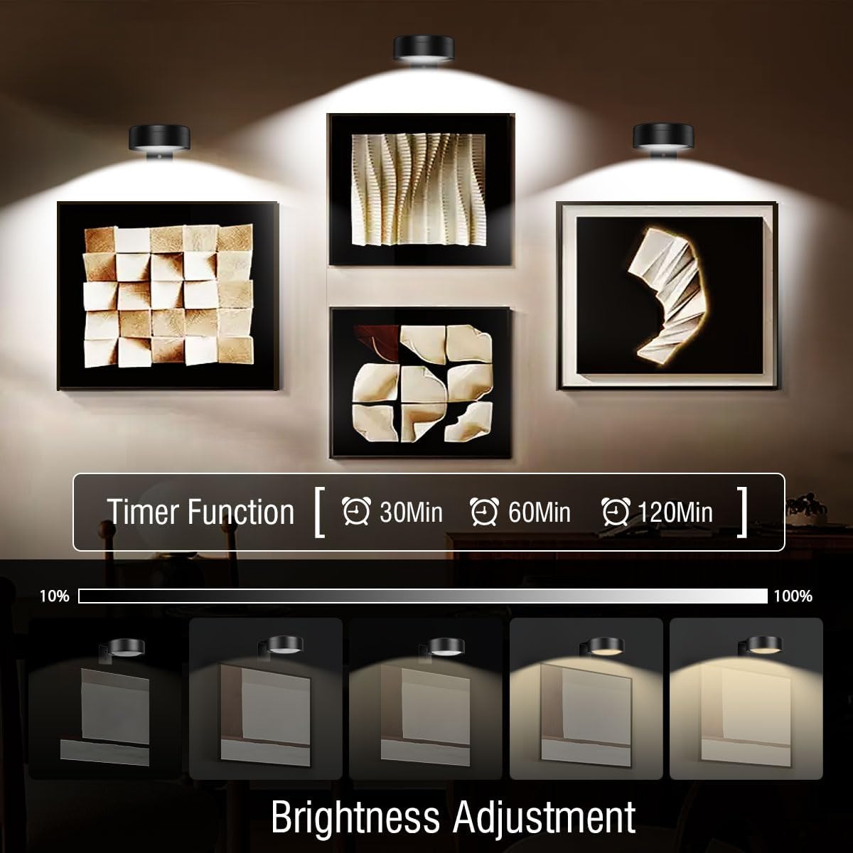 Xuolder Picture Lights for Wall,2000mAh Rechargeable Battery Poster Lights LED Magnetic Painting Light with Remote