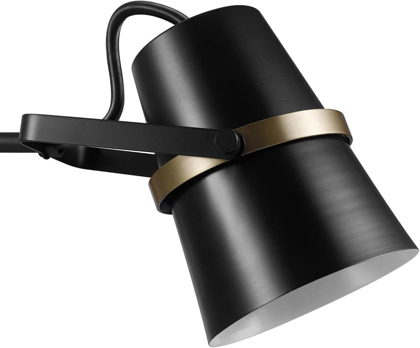 Globe Electric 51345 1-Light Plug-in or Hardwire Swing Arm Wall Sconce, Matte Black, Brass Accents, 6ft Woven Fabric