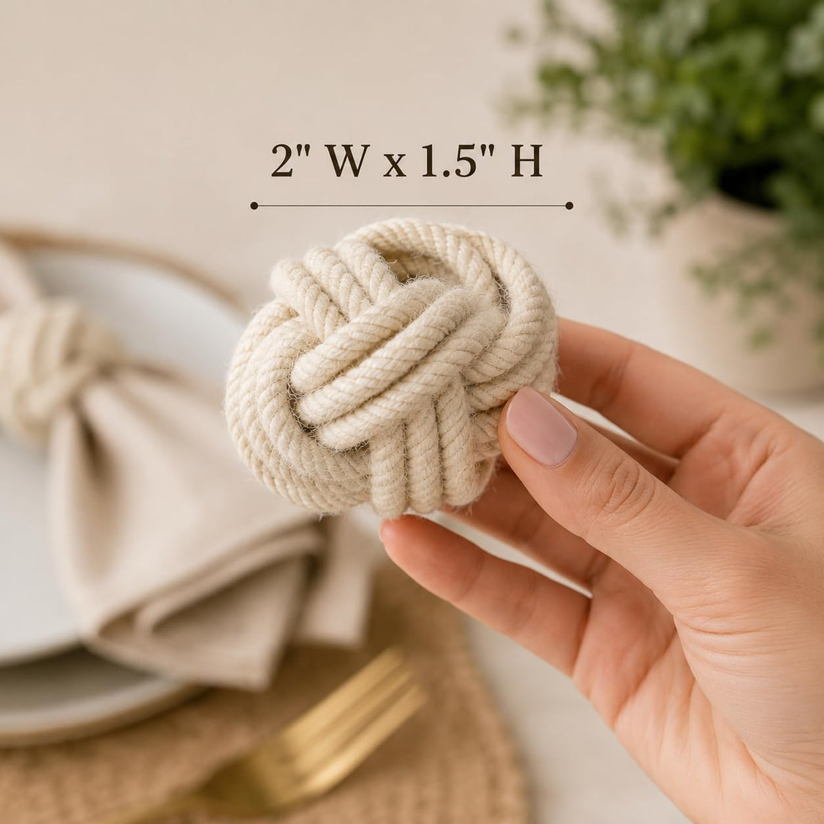 Artisan Handcrafted Cotton Napkin Rings Set of 50, Rustic Farmhouse Coastal Table Decor, Beach House Dining, Bohemian
