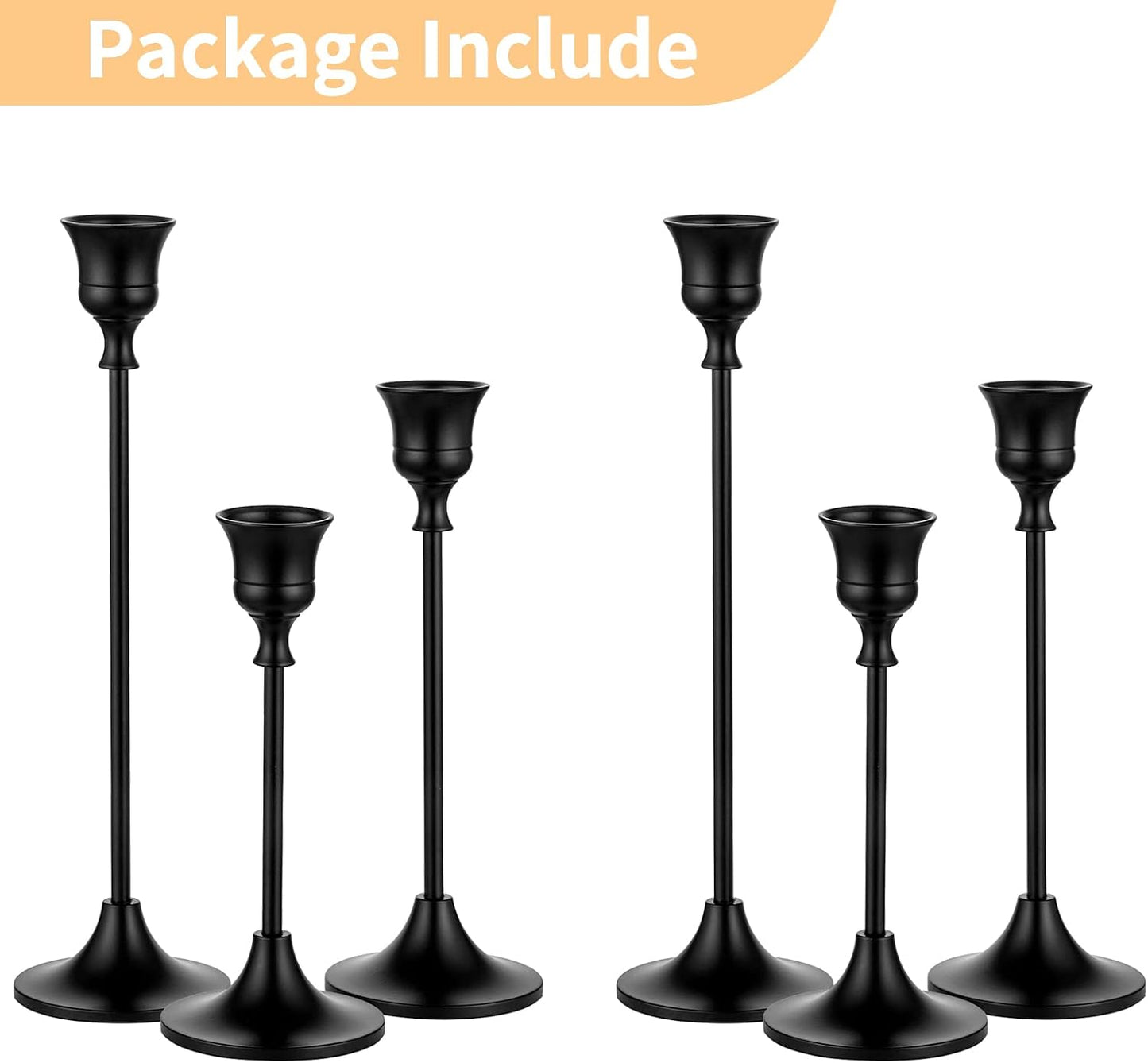 NUPTIO Halloween Candle Holder for Candlestick: Solid Aluminum - Set of 6 | Black Gothic Candle Stick Taper Holders for