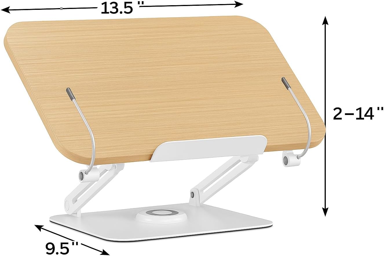 Cook Book Stand Adjustable Book Holder Tray and Page Paper Clips-Cookbook Reading Desk Portable Stable Hard-Wearing