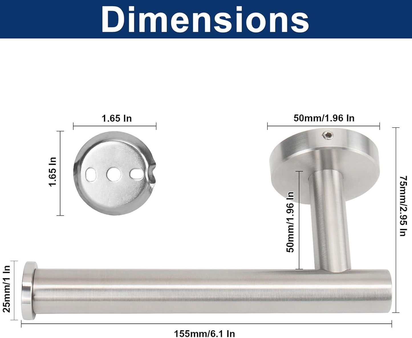 NearMoon Bathroom Toilet Paper Holder, Premium SUS304 Stainless Steel Rustproof Wall Mounted Toilet Roll Holder for