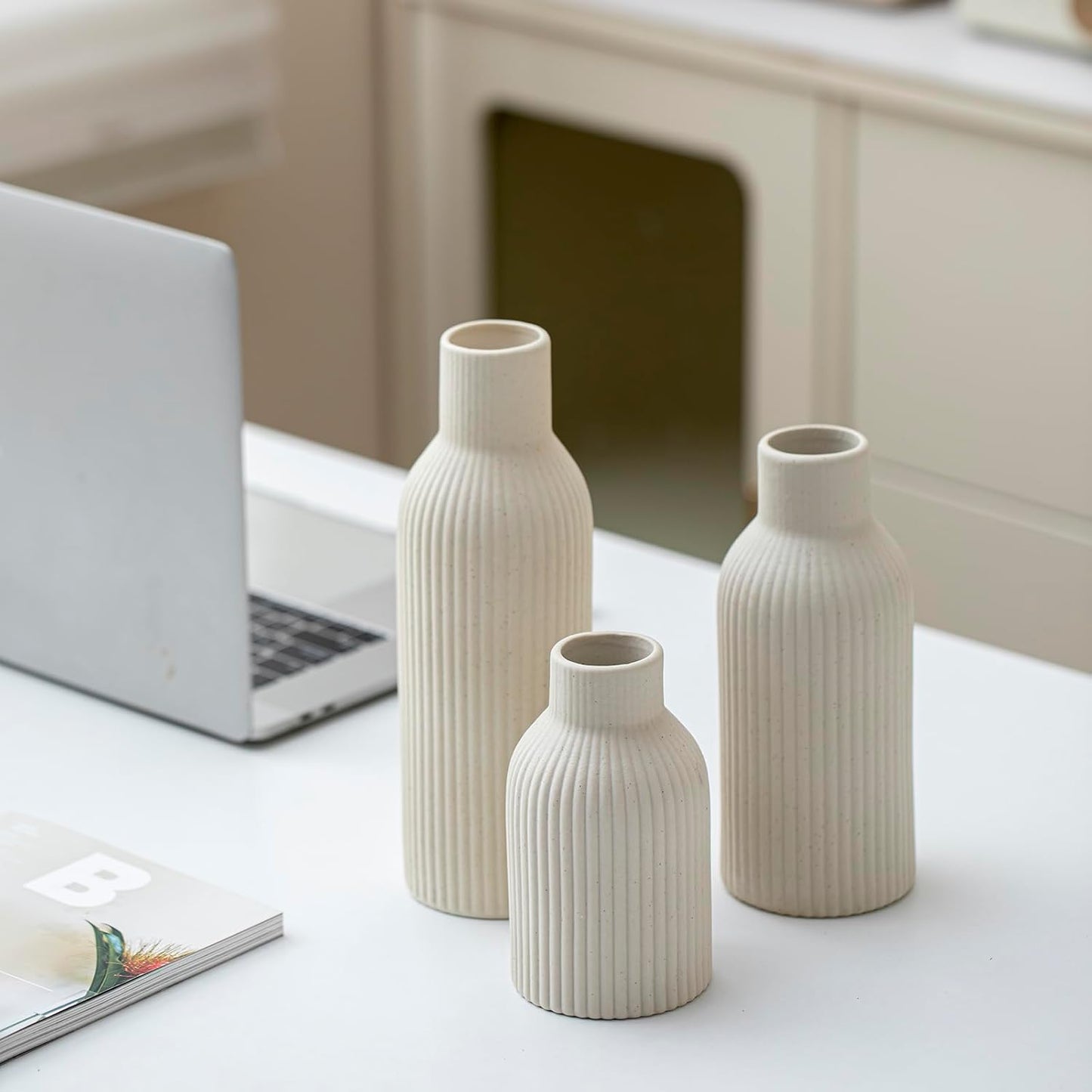 Modern Ceramic Vases / Beige / Set of 3